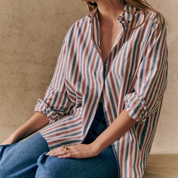 Sezane Max Shirt in Stripes size 48 - Picture 2 of 10